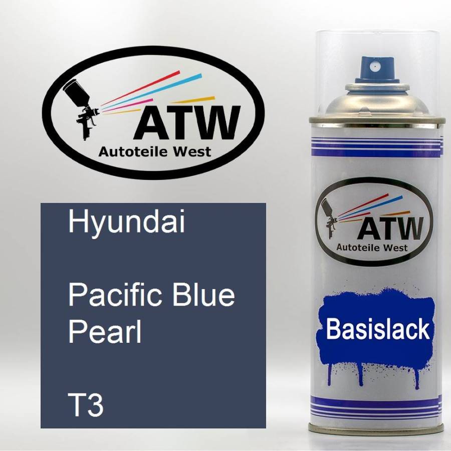 Hyundai, Pacific Blue Pearl, T3: 400ml Sprühdose, von ATW Autoteile West.